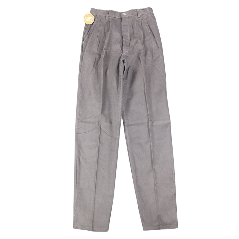 Lee Casuals Juniors 11 Vintage 80s Gray Corduroy Triple Pleat Tapered Pants USA